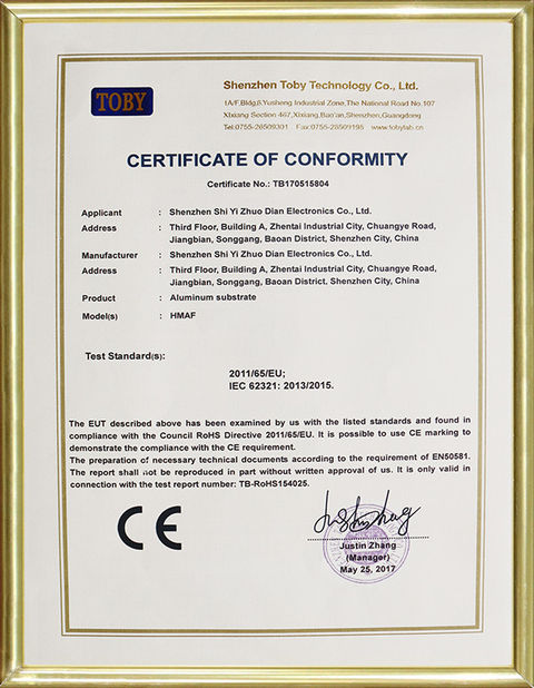 Cina Shenzhen Yizhuo Electronics Co., Ltd Sertifikasi